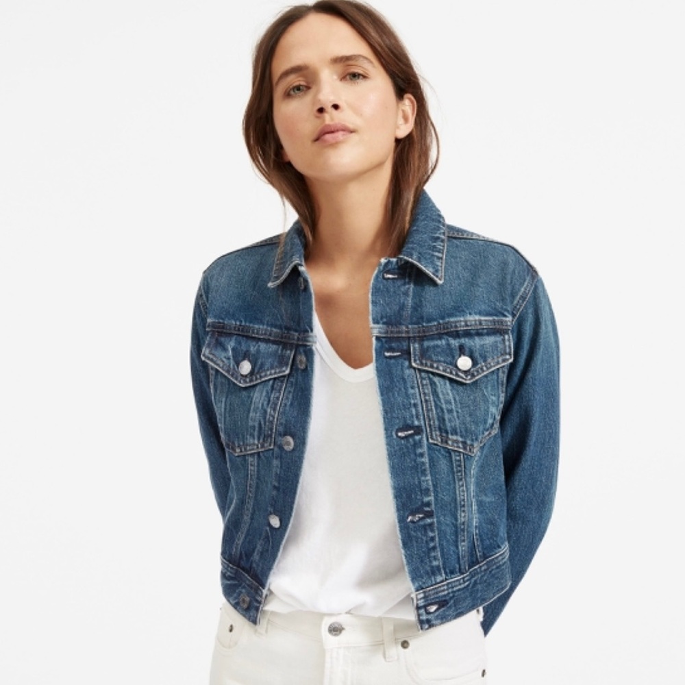 Everlane Women's The Shrunken Denim Jacket Trucker Cropped Button Size XS